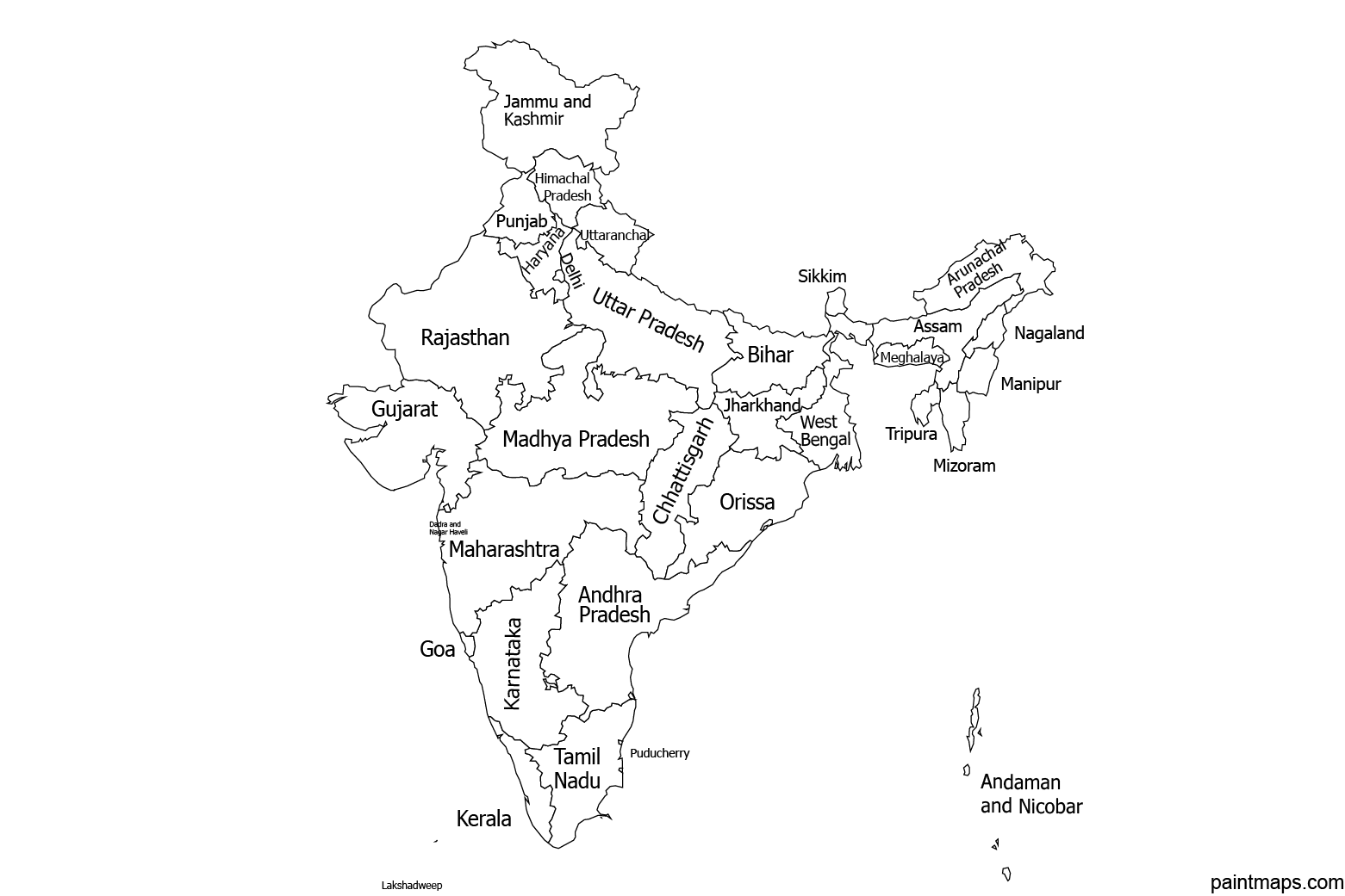 Map of India highlighting reached states